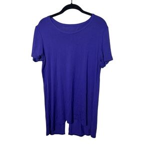 LOGO By Lori Goldstein Purple Scoopneck Sharkbite Lagen Look Top Size Small